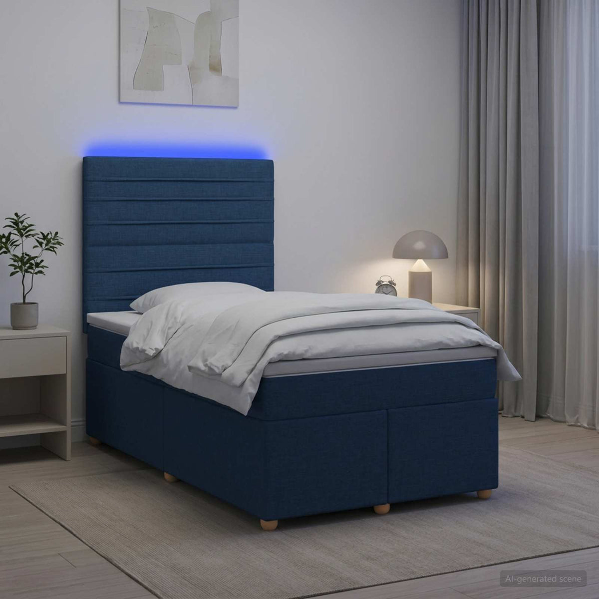 Boxspringbed met matras met hoofdeinde Blauw 120 x 190 cm Stof is nu te koop bij PeponiXL, paradijselijk wonen!