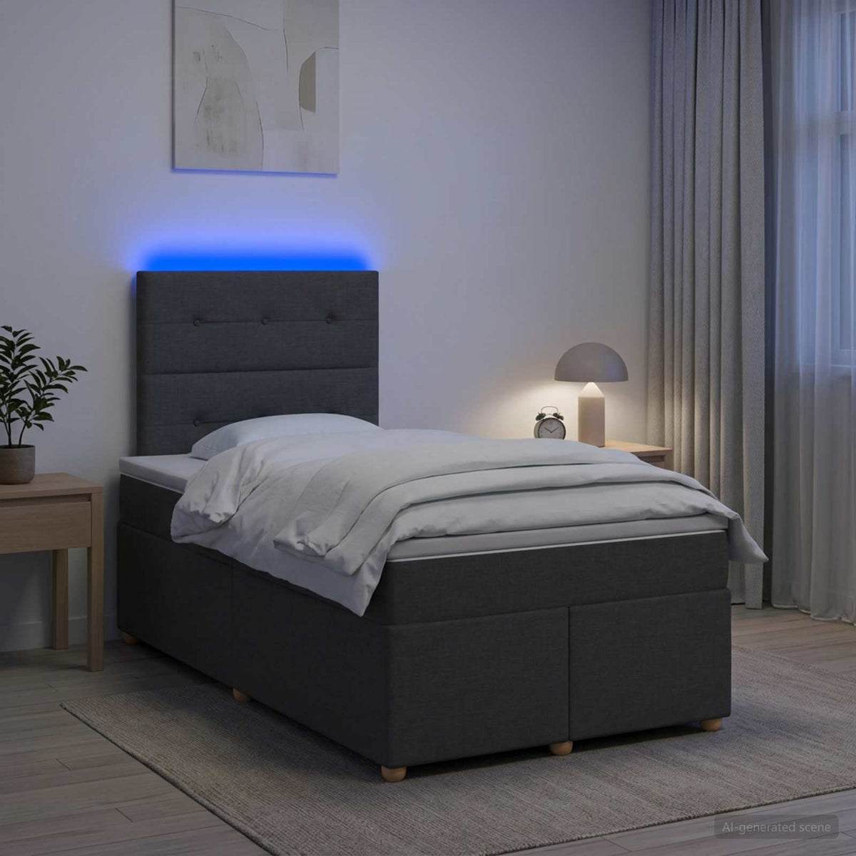 Boxspringbed met matras Donkergrijs 120 x 200 cm Stof is nu te koop bij PeponiXL, paradijselijk wonen!