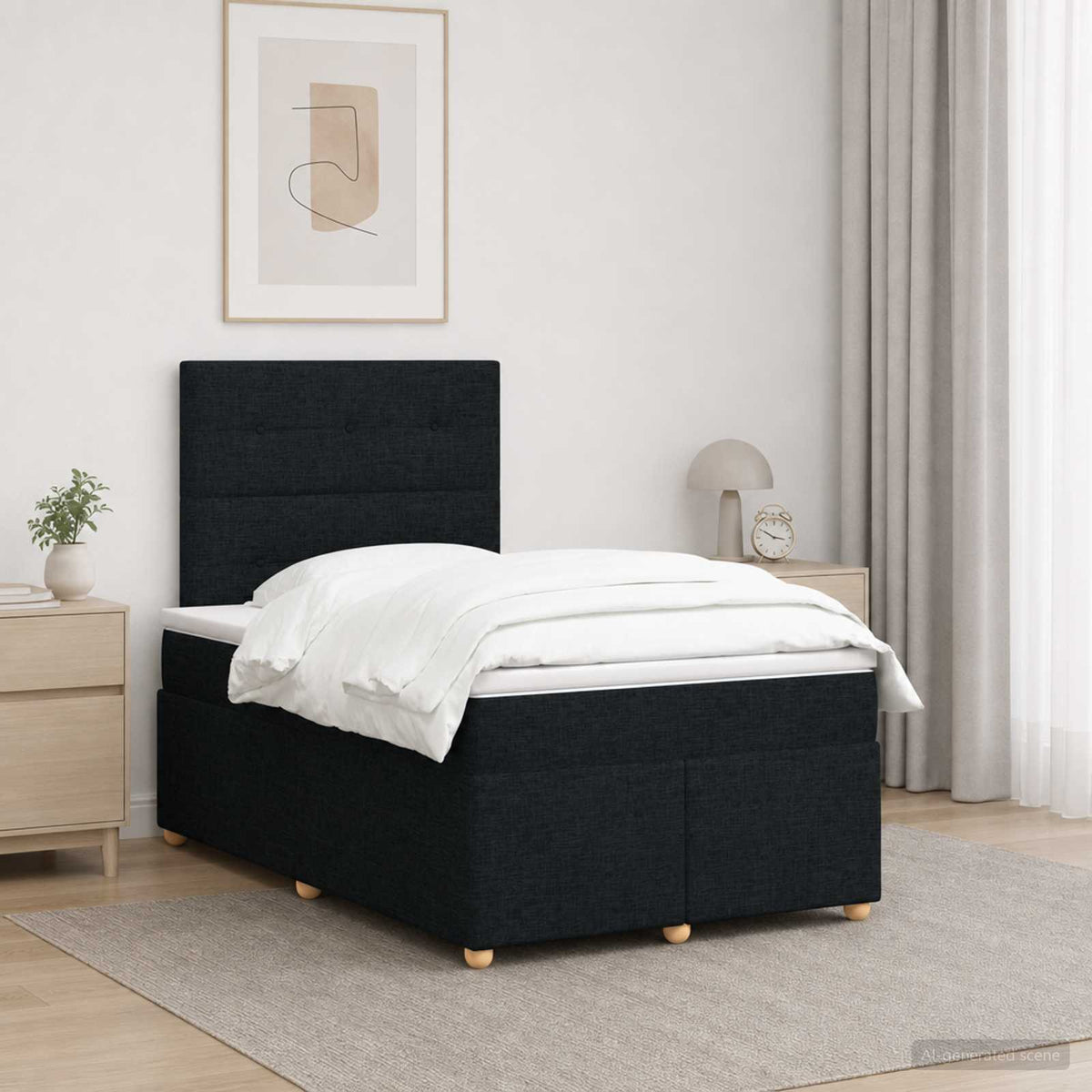 Boxspringbed met matras met hoofdeinde Zwart 120 x 190 cm Stof is nu te koop bij PeponiXL, paradijselijk wonen!