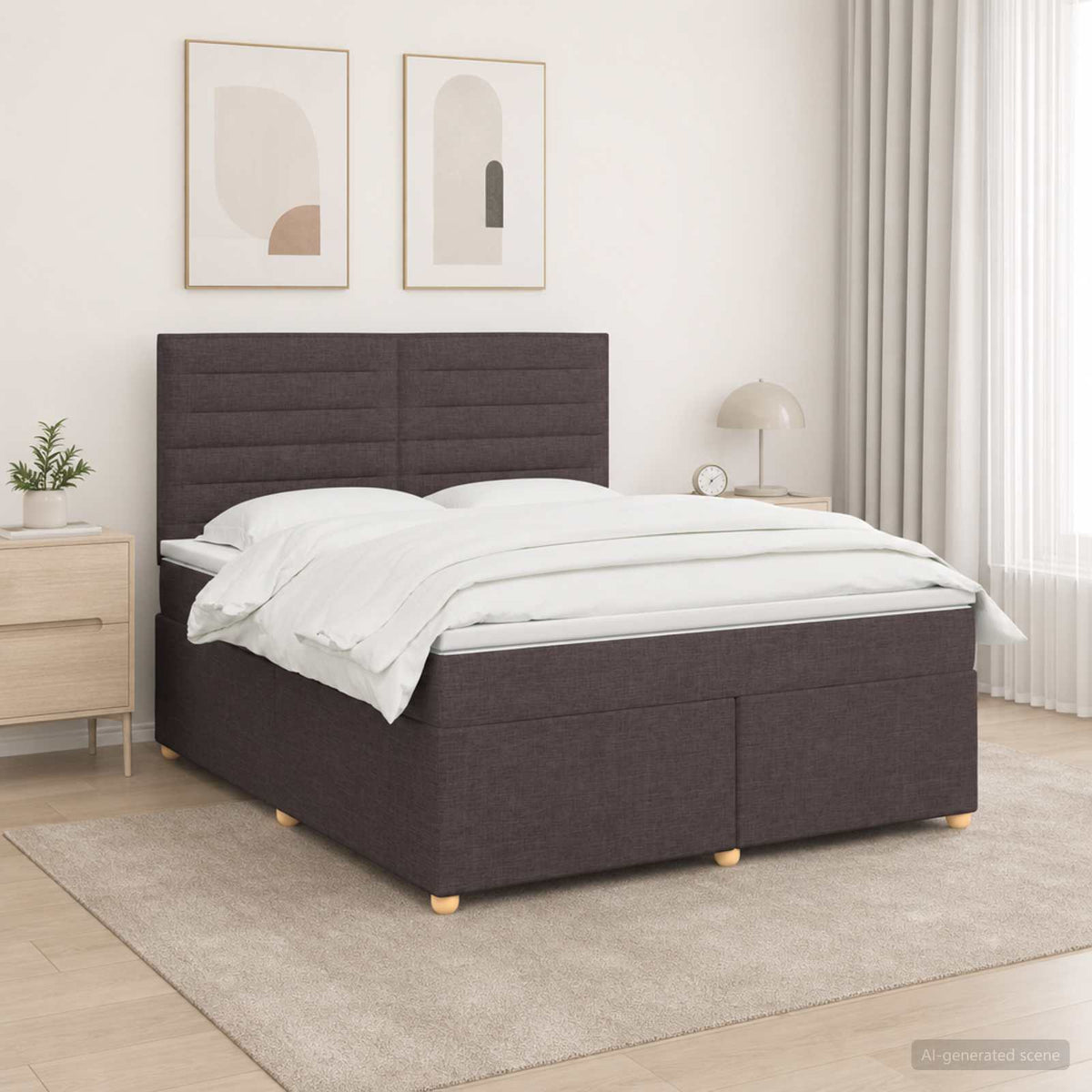 Boxspringbed met matras Donkerbruin 140 x 190 cm Stof is nu te koop bij PeponiXL, paradijselijk wonen!