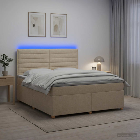 Boxspringbed met matras Crèmekleurig 180 x 200 cm Stof is nu te koop bij PeponiXL, paradijselijk wonen!
