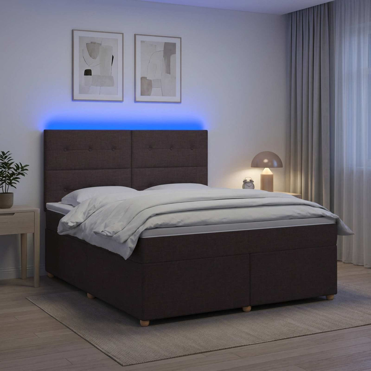 vidaXL Boxspringbed met matras Donkerbruin 180 x 200 cm Stof