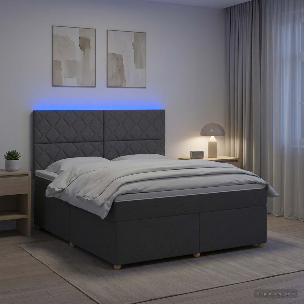 Boxspringbed met matras Donkergrijs 140 x 190 cm Stof is nu te koop bij PeponiXL, paradijselijk wonen!