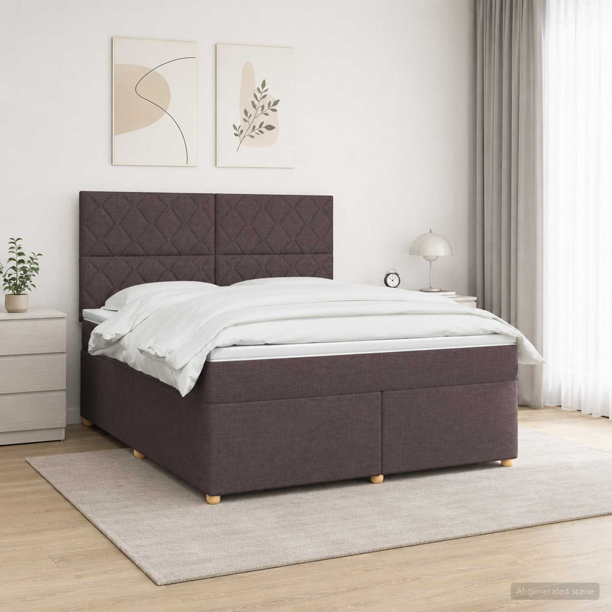 Boxspringbed met matras Donkerbruin 140 x 200 cm Stof is nu te koop bij PeponiXL, paradijselijk wonen!