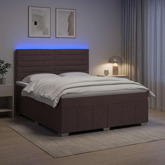 LED Boxspring Bed met Matras Donkerbruin 180 x 200 cm Stof is nu te koop bij PeponiXL, paradijselijk wonen!