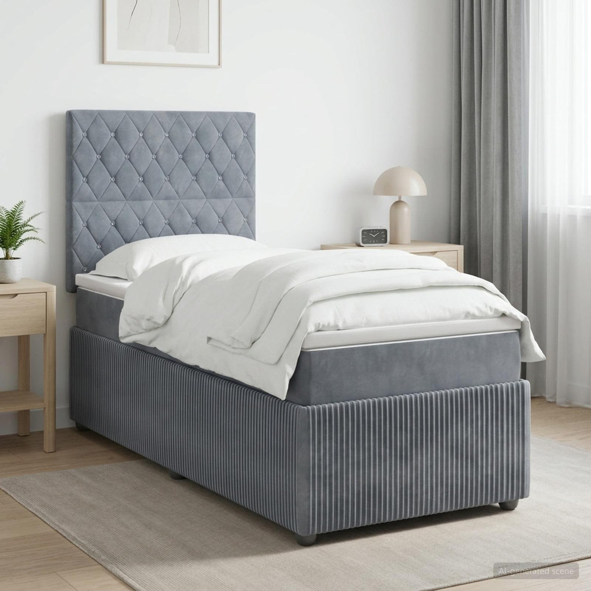LED Boxspring Bed met Matras Donkergrijs 100 x 200 cm Fluweel is nu te koop bij PeponiXL, paradijselijk wonen!