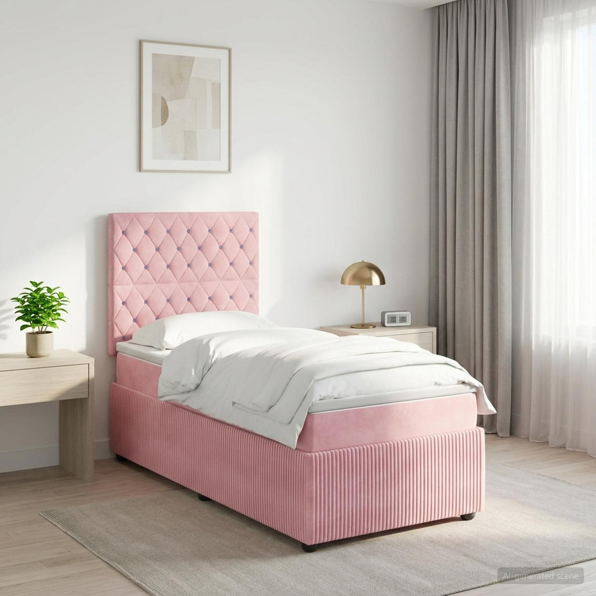 LED Boxspring Bed met Matras Roze 80 x 200 cm Fluweel is nu te koop bij PeponiXL, paradijselijk wonen!