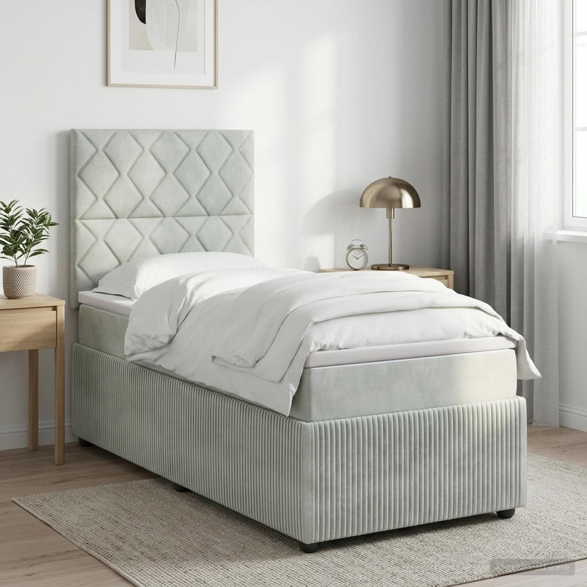 vidaXL LED Boxspring Bed met Matras Lichtgrijs 80 x 200 cm Fluweel