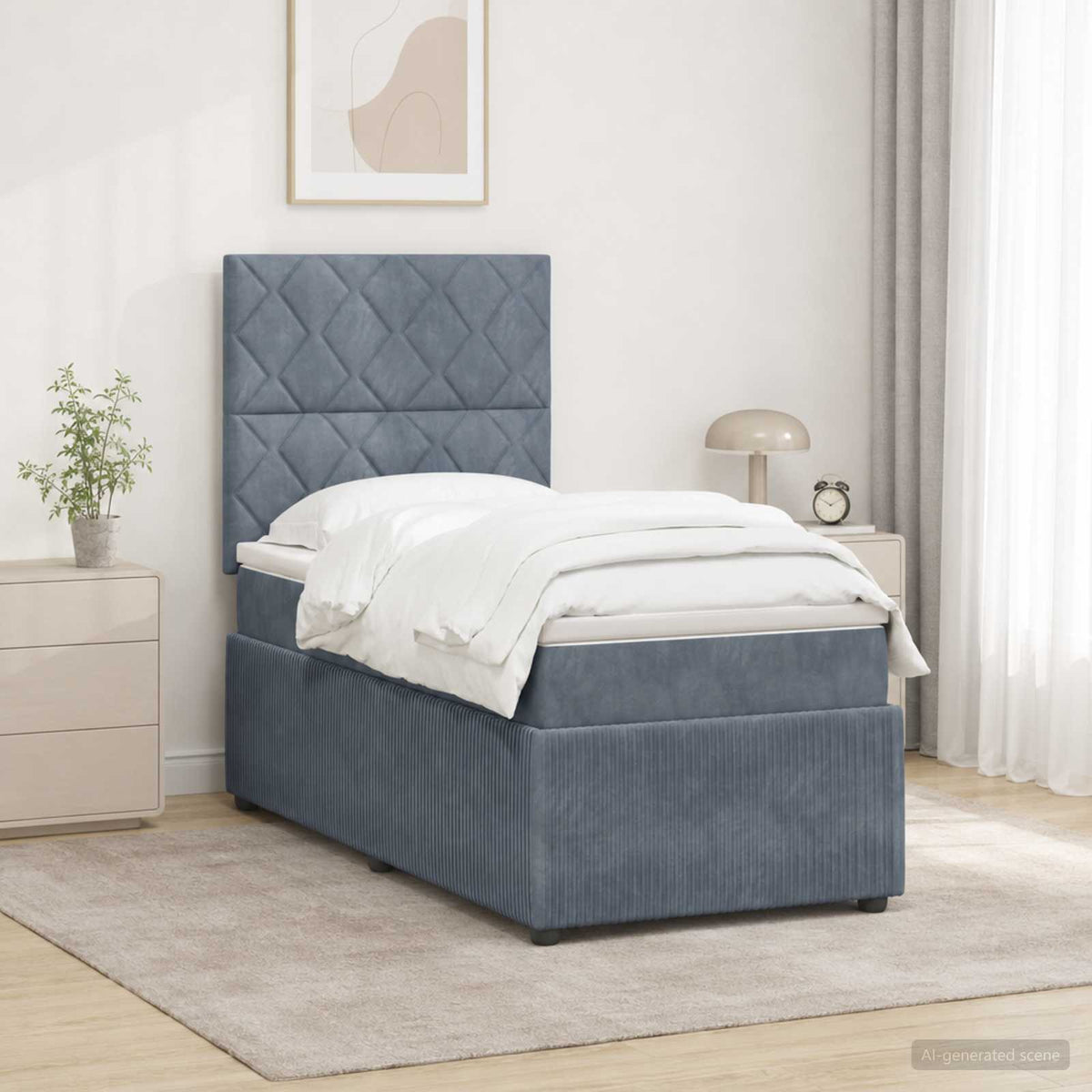 LED Boxspring Bed met Matras Donkergrijs 80 x 200 cm Fluweel is nu te koop bij PeponiXL, paradijselijk wonen!
