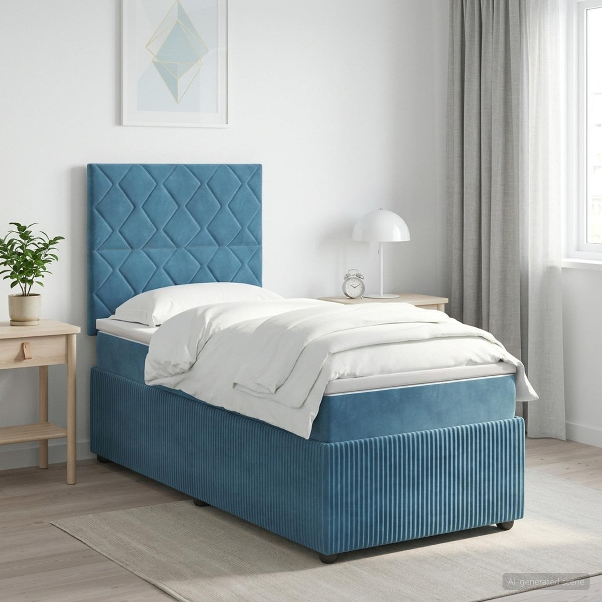 LED Boxspring Bed met Matras Blauw 80 x 200 cm Fluweel is nu te koop bij PeponiXL, paradijselijk wonen!