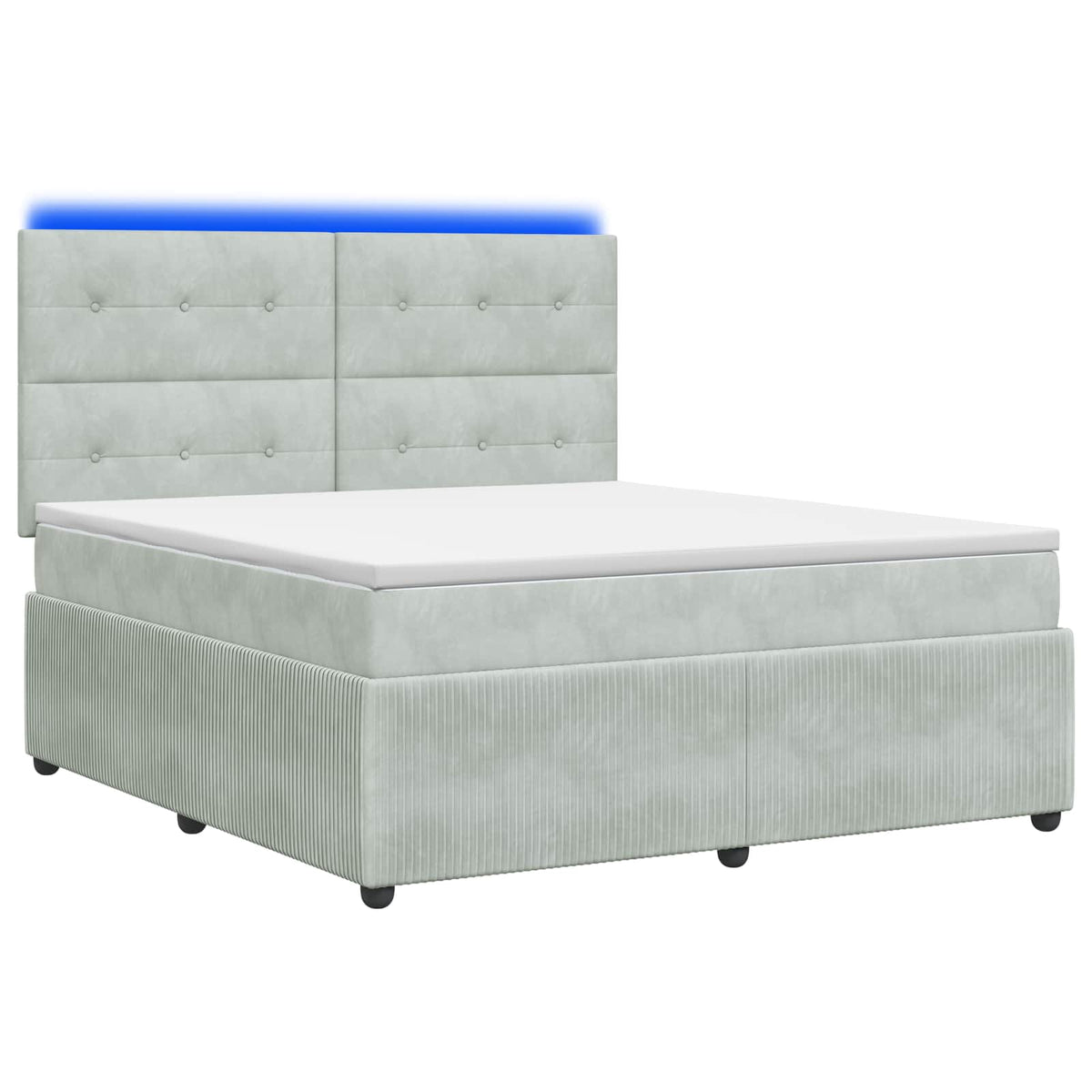 LED Boxspring Bed met Matras Lichtgrijs 140 x 200 cm Fluweel is nu te koop bij PeponiXL, paradijselijk wonen!
