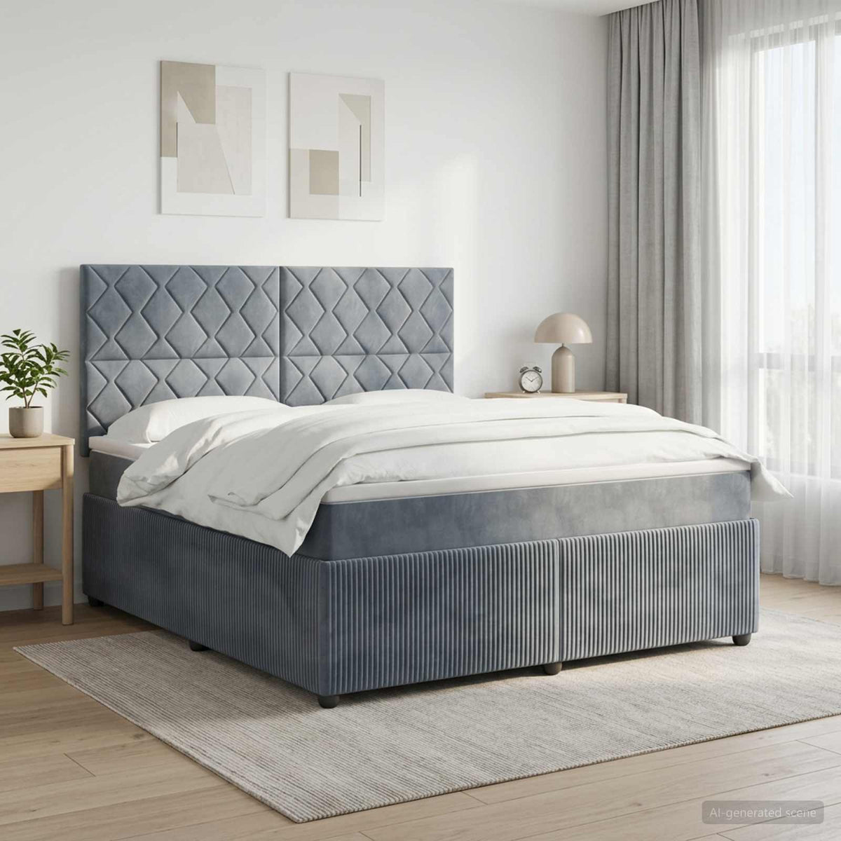LED Boxspring Bed met Matras Donkergrijs 140 x 190 cm Fluweel is nu te koop bij PeponiXL, paradijselijk wonen!