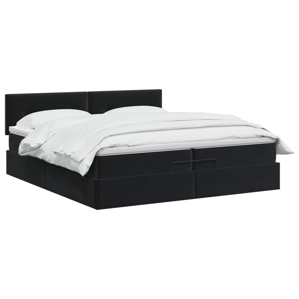 Ottoman Bed met Matrassen en LED Zwart 200 x 200 cm fluweel is nu te koop bij PeponiXL, paradijselijk wonen!