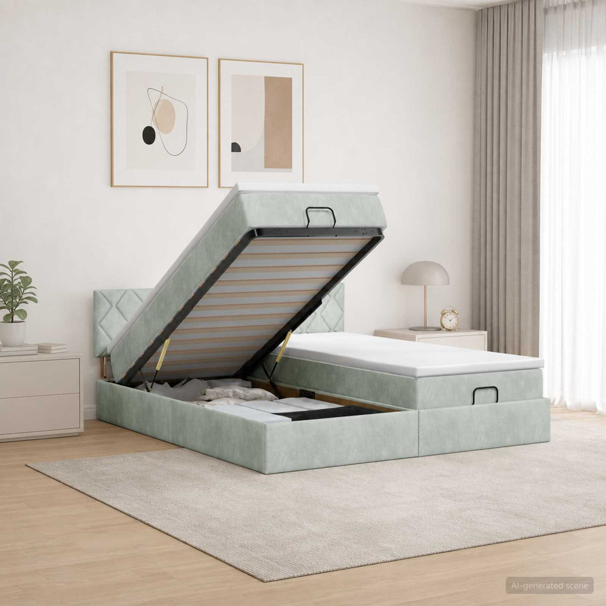 Ottoman bed met matras met hoofdeinde 2 st Lichtgrijs Fluweel is nu te koop bij PeponiXL, paradijselijk wonen!