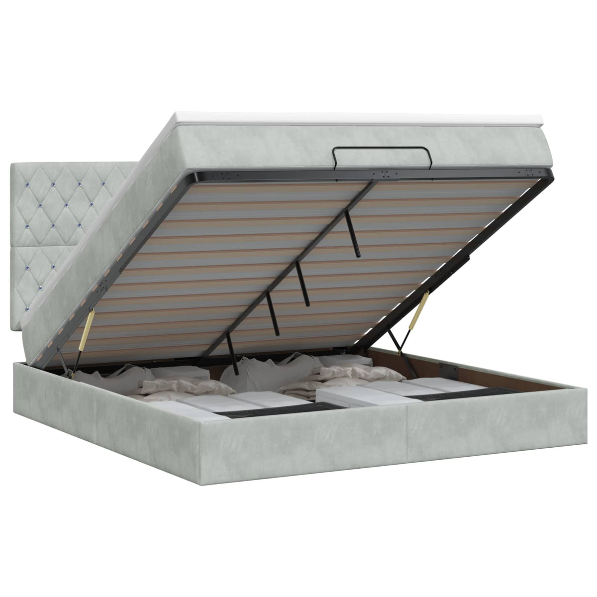 Ottoman bed met matras Lichtgrijs 140 x 200 cm Fluweel is nu te koop bij PeponiXL, paradijselijk wonen!
