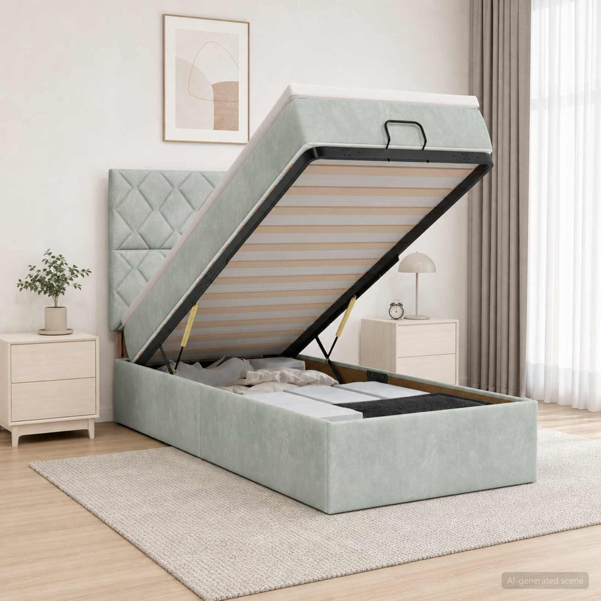 Ottoman bed met matras Lichtgrijs 80 x 200 cm Fluweel is nu te koop bij PeponiXL, paradijselijk wonen!