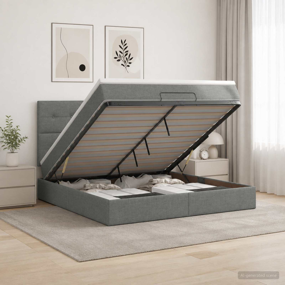 vidaXL Ottoman bed met matras Donkergrijs 180 x 200 cm Stof