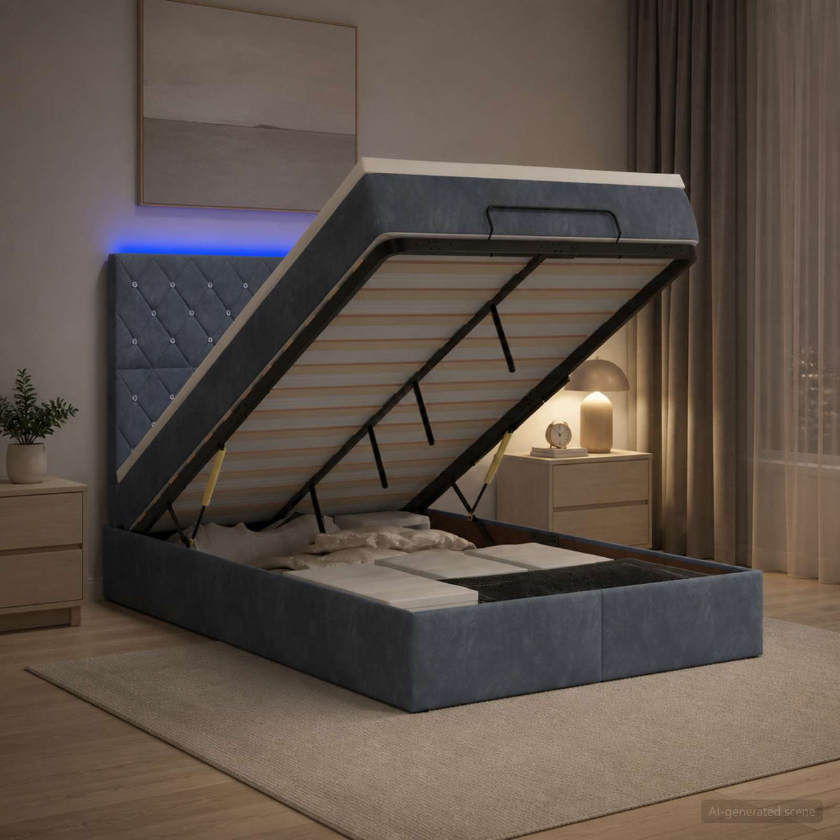 Ottoman Bed met Matrassen en LED Donkergrijs 120 x 190 cm is nu te koop bij PeponiXL, paradijselijk wonen!