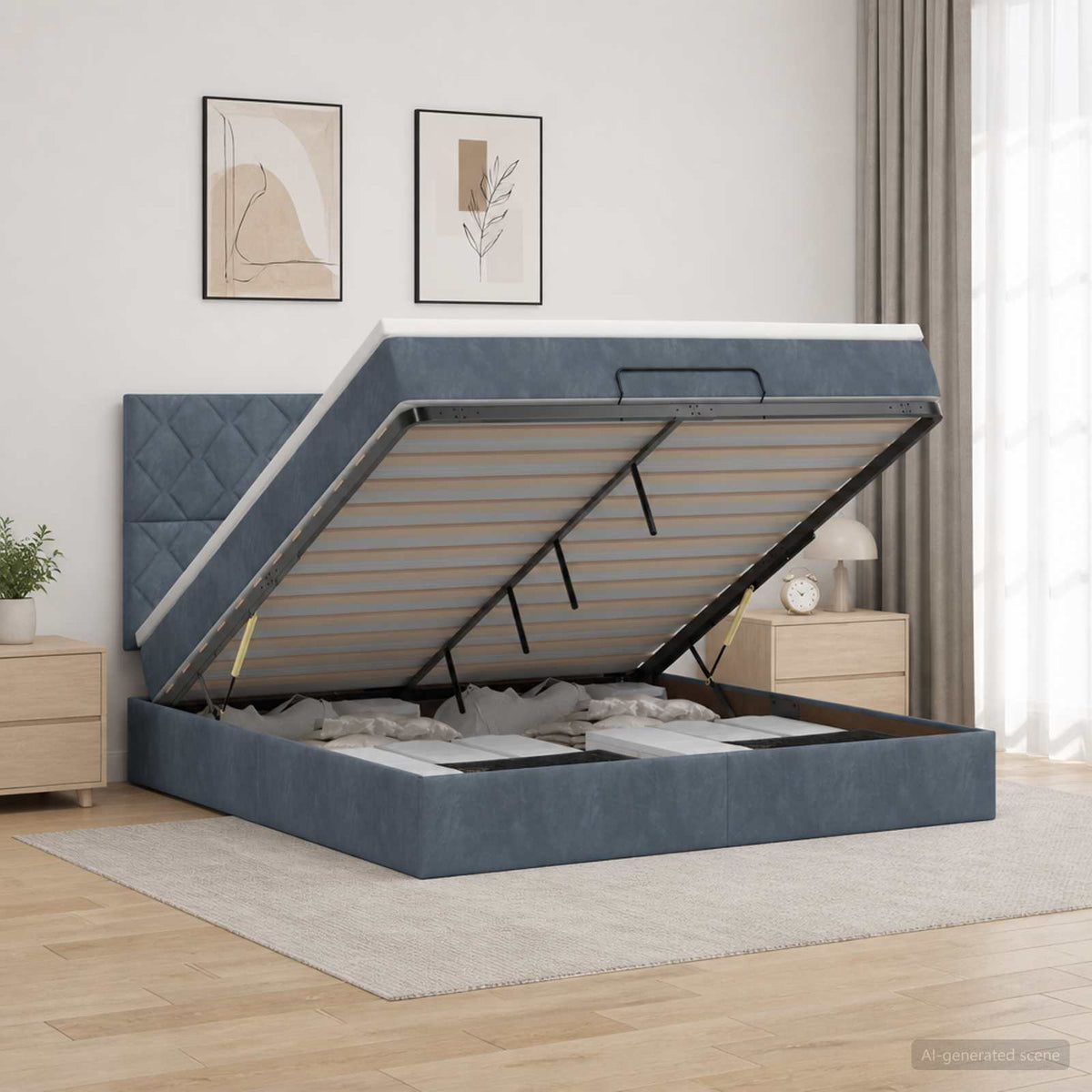 Ottoman bed met matras Donkergrijs 140 x 200 cm Fluweel is nu te koop bij PeponiXL, paradijselijk wonen!