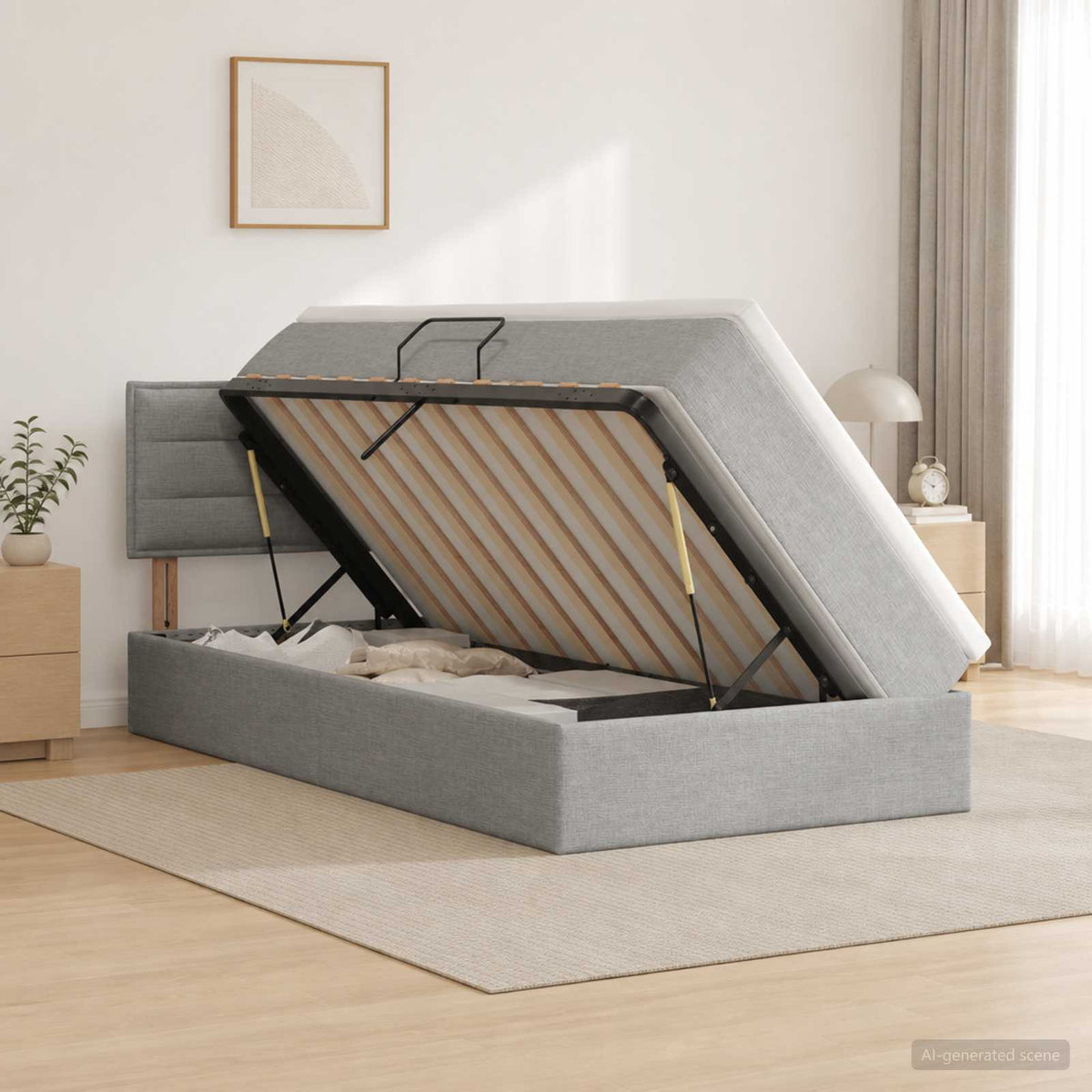 Opbergbed met matras Lichtgrijs 100 x 200 cm fluweel is nu te koop bij PeponiXL, paradijselijk wonen!