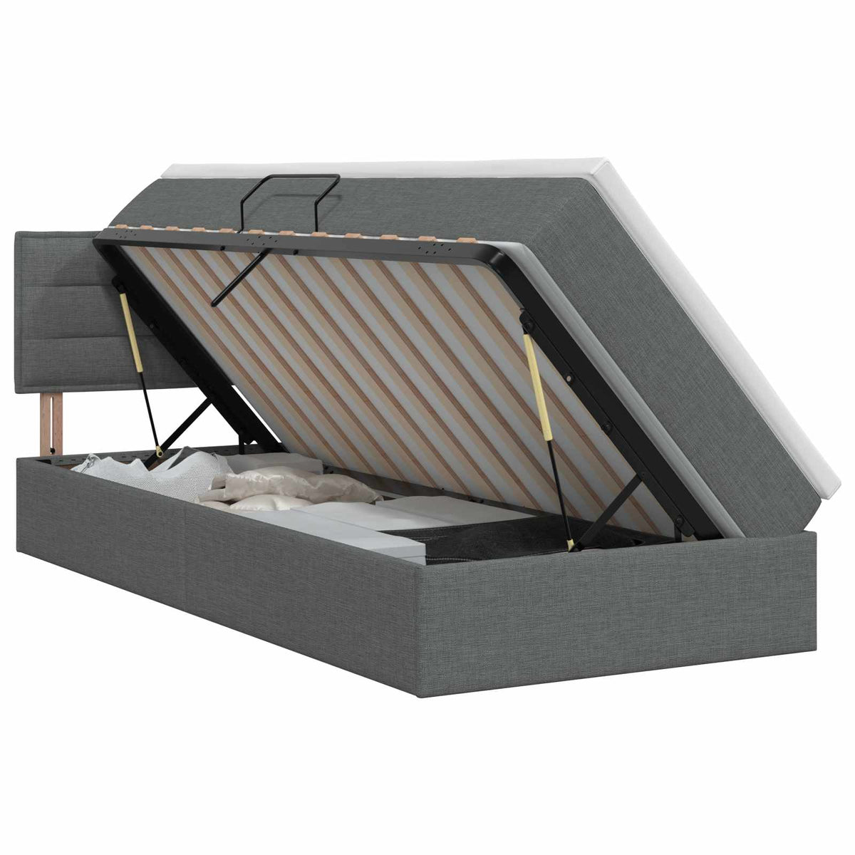 Opbergbed met matras Donkergrijs 90 x 190 cm fluweel is nu te koop bij PeponiXL, paradijselijk wonen!