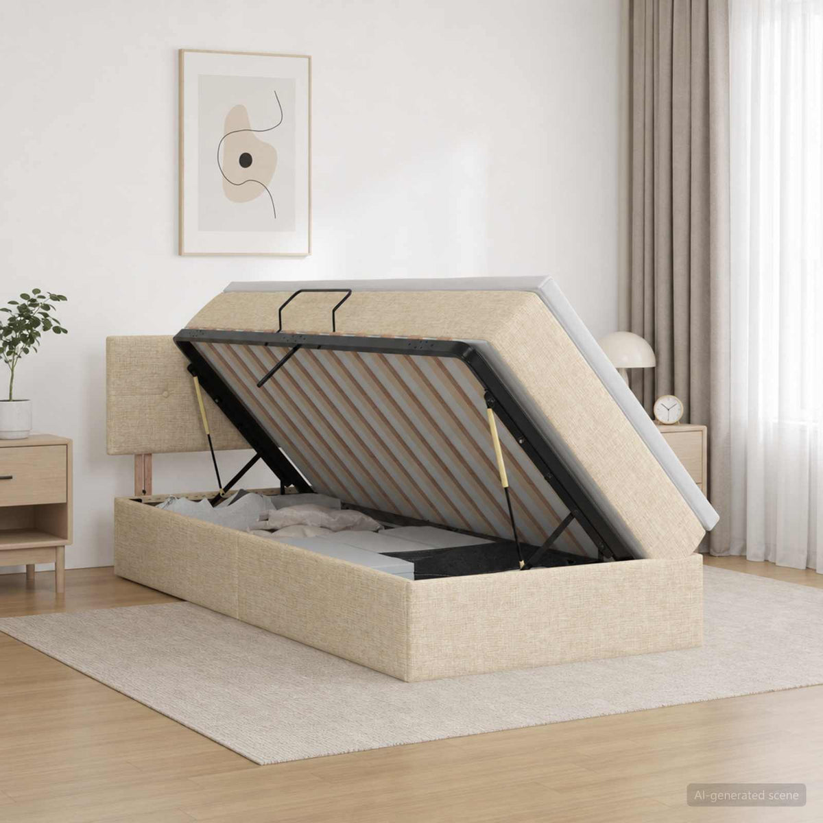 Opbergbed met matras Crèmekleurig 100 x 200 cm fluweel is nu te koop bij PeponiXL, paradijselijk wonen!