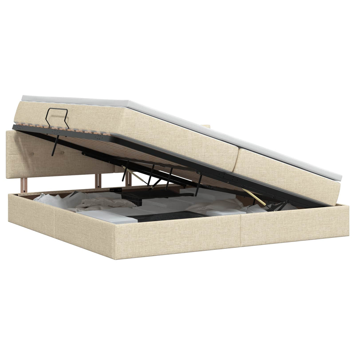 Opbergbed met matras Crèmekleurig 200 x 200 cm fluweel is nu te koop bij PeponiXL, paradijselijk wonen!