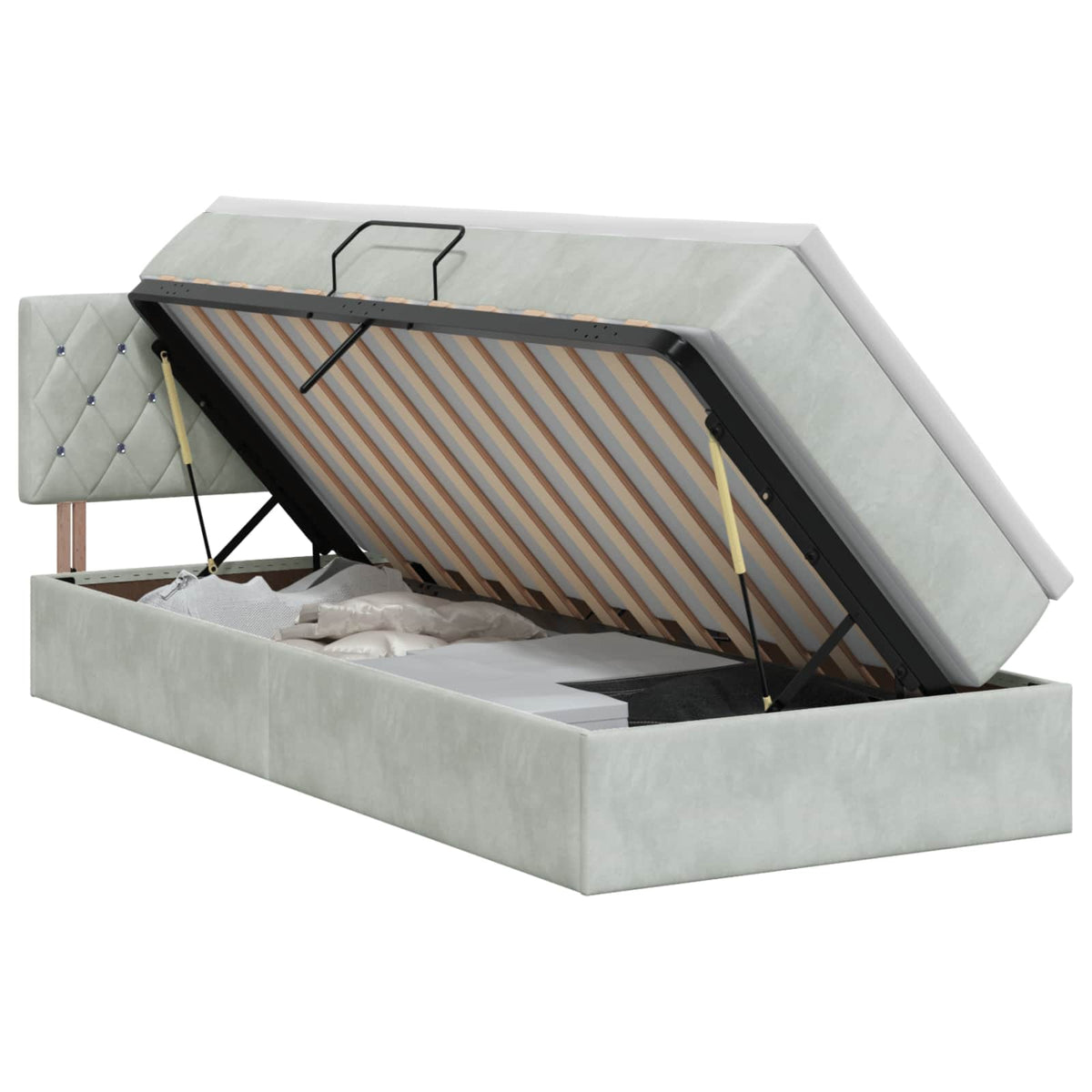 Opslag bed met hoofdeinde Lichtgrijs 90 x 190 cm Fluweel is nu te koop bij PeponiXL, paradijselijk wonen!