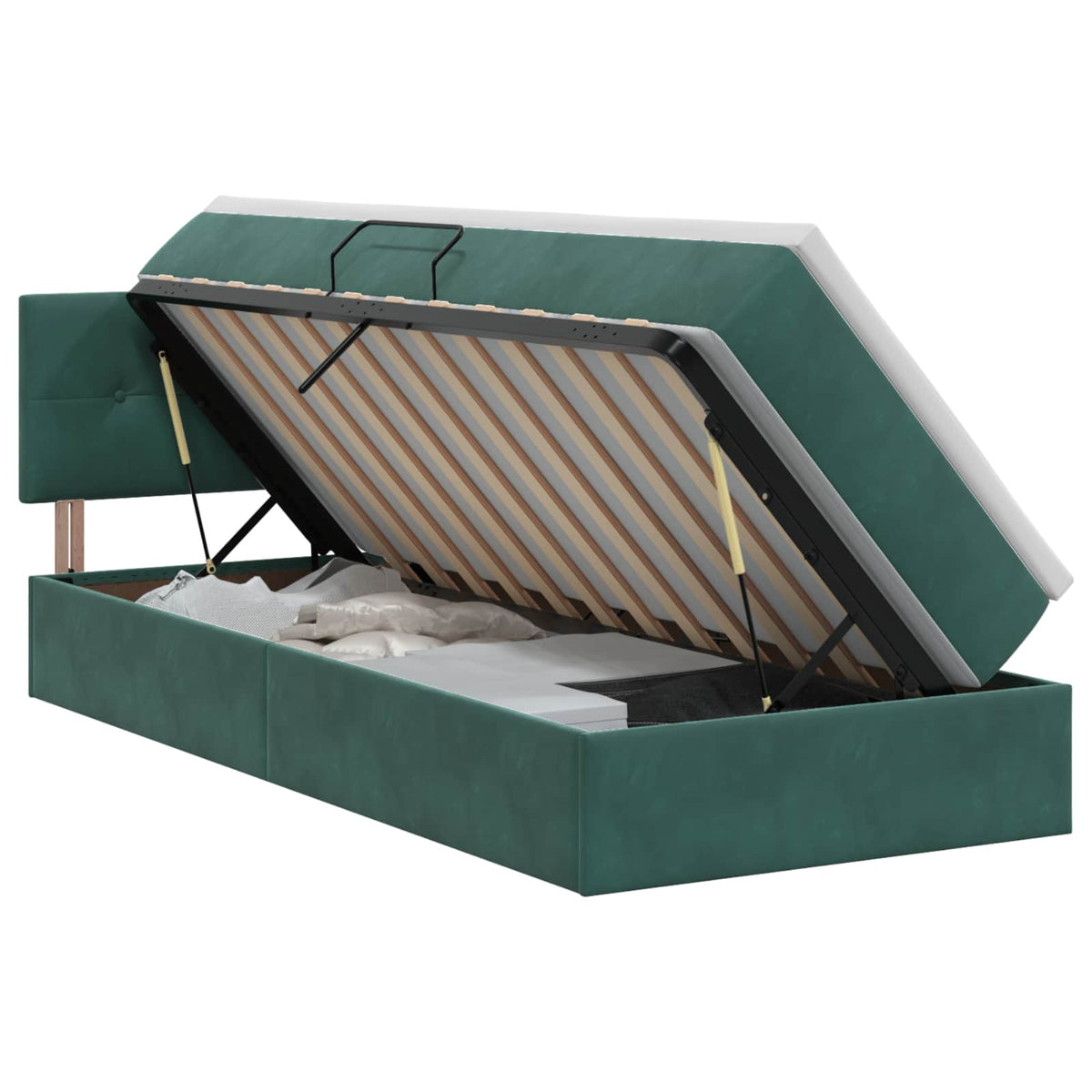 Opslag bed met hoofdeinde Donkergroen 90 x 200 cm Fluweel is nu te koop bij PeponiXL, paradijselijk wonen!