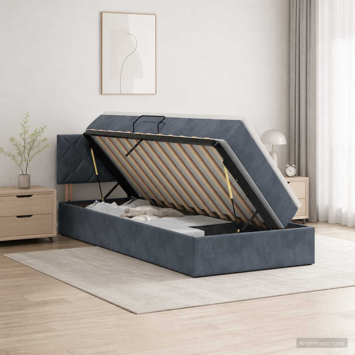LED Opslagbed met Matras Donkergrijs 100 x 200 cm Fluweel is nu te koop bij PeponiXL, paradijselijk wonen!