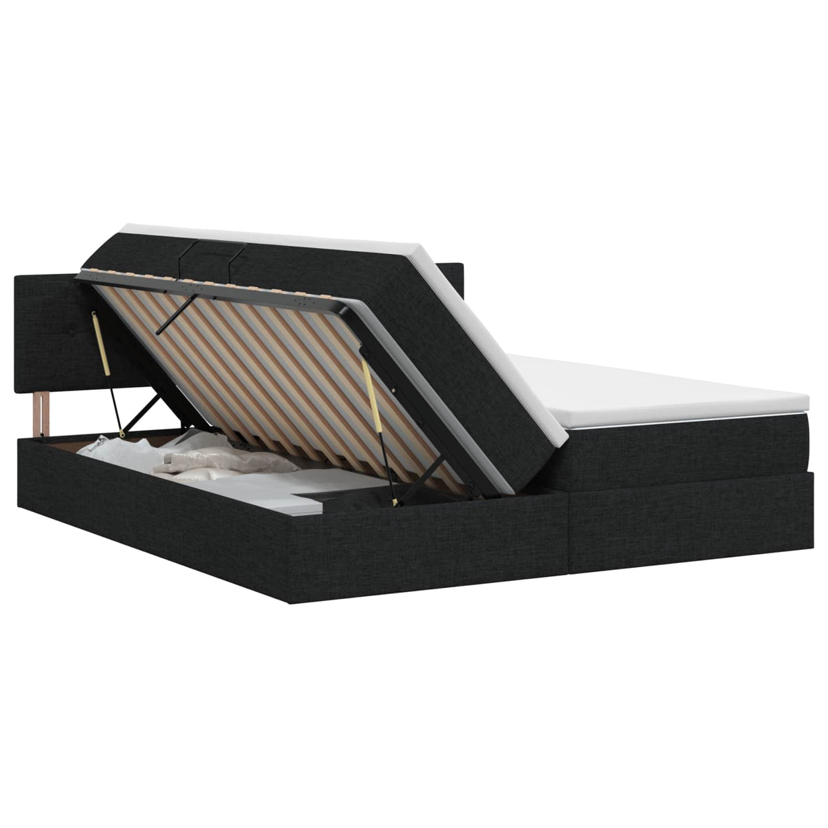 Opslag bed met hoofdeinde 2 st Zwart Nep Leer is nu te koop bij PeponiXL, paradijselijk wonen!