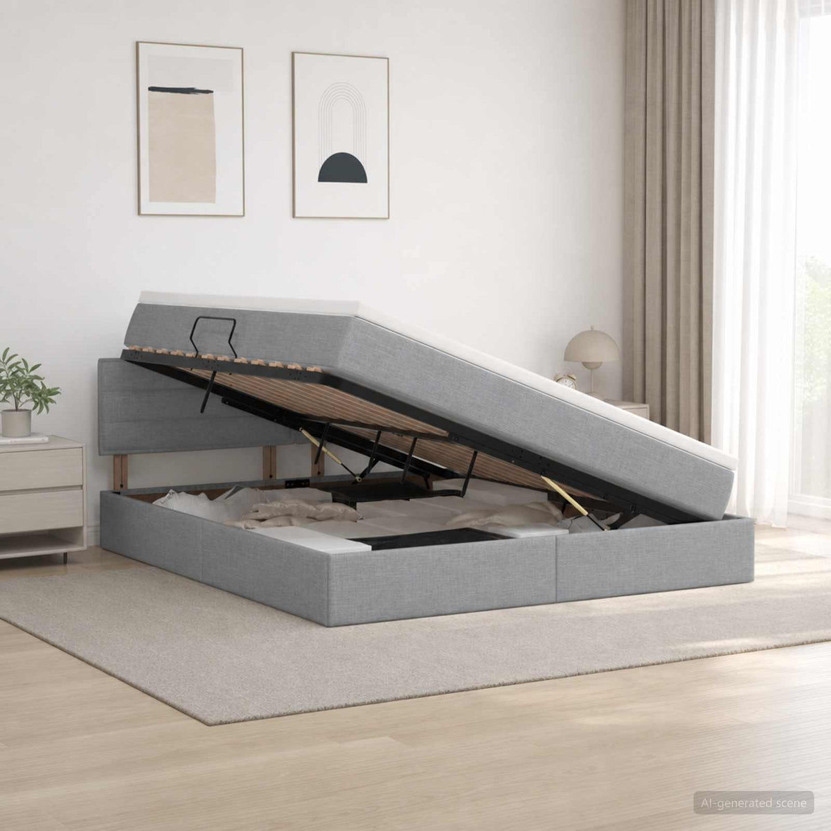 Opbergbed met matras Lichtgrijs 180 x 200 cm fluweel is nu te koop bij PeponiXL, paradijselijk wonen!