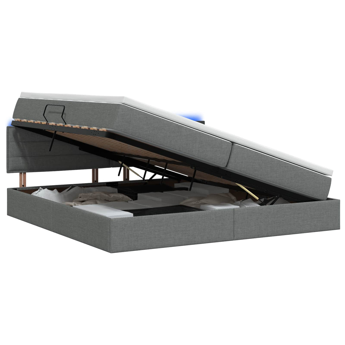 LED Opslagbed met Matras Donkergrijs 200 x 200 cm Stof is nu te koop bij PeponiXL, paradijselijk wonen!