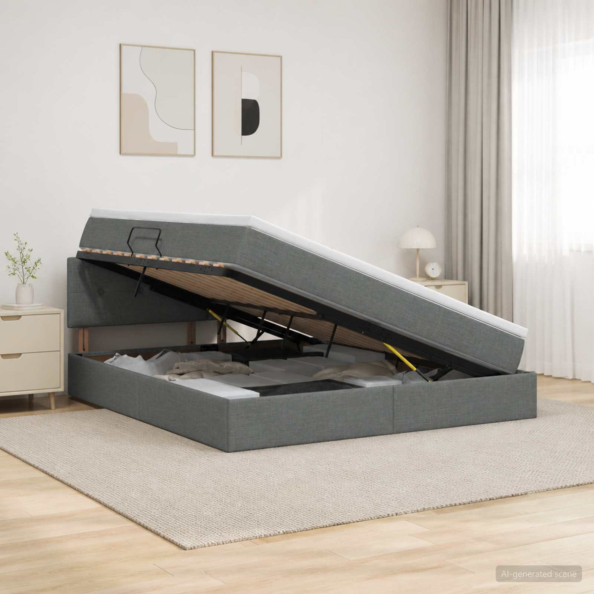 Opbergbed met matras Donkergrijs 180 x 200 cm fluweel is nu te koop bij PeponiXL, paradijselijk wonen!