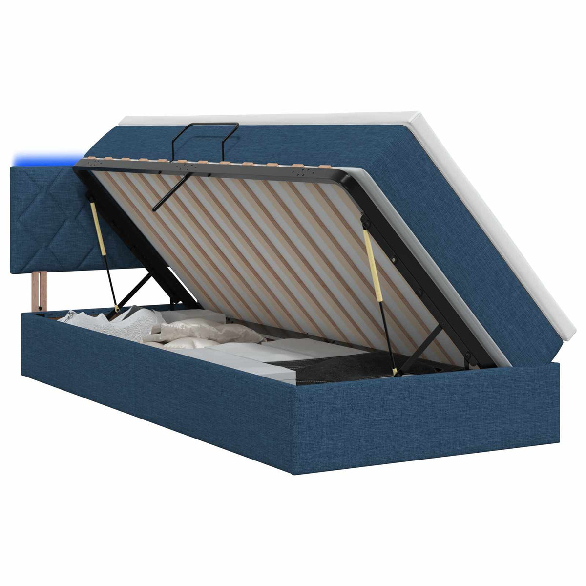 LED Opslagbed met Matras Blauw 100 x 200 cm Stof is nu te koop bij PeponiXL, paradijselijk wonen!