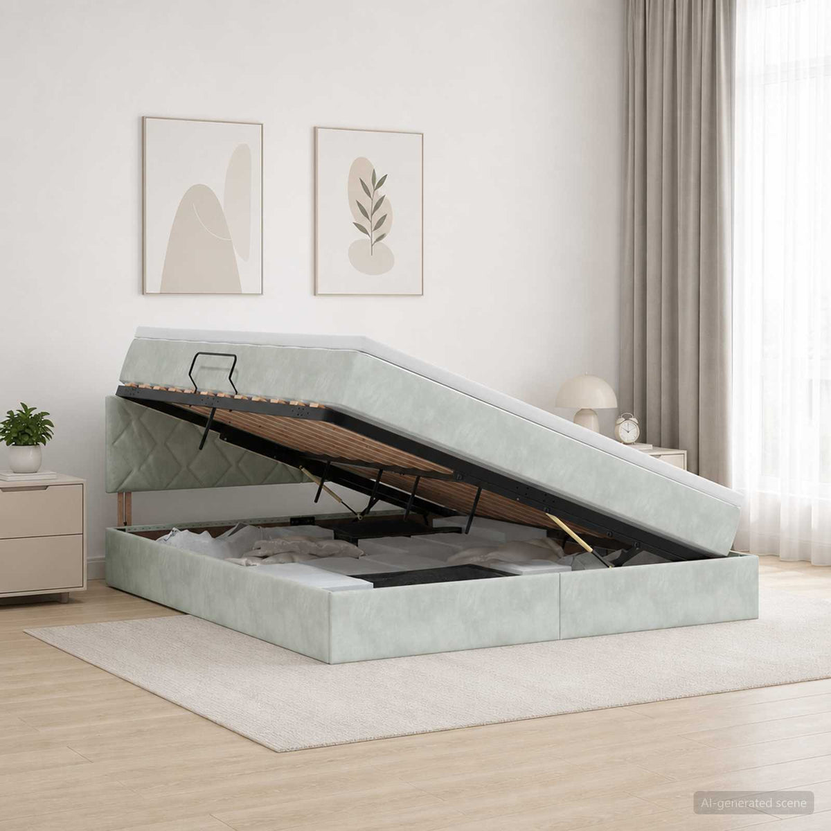 LED Opslagbed met Matras Lichtgrijs 160 x 200 cm Fluweel is nu te koop bij PeponiXL, paradijselijk wonen!