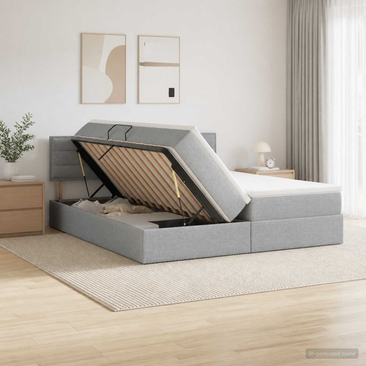 Opslag bed met hoofdeinde 2 st Lichtgrijs Nep Leer is nu te koop bij PeponiXL, paradijselijk wonen!