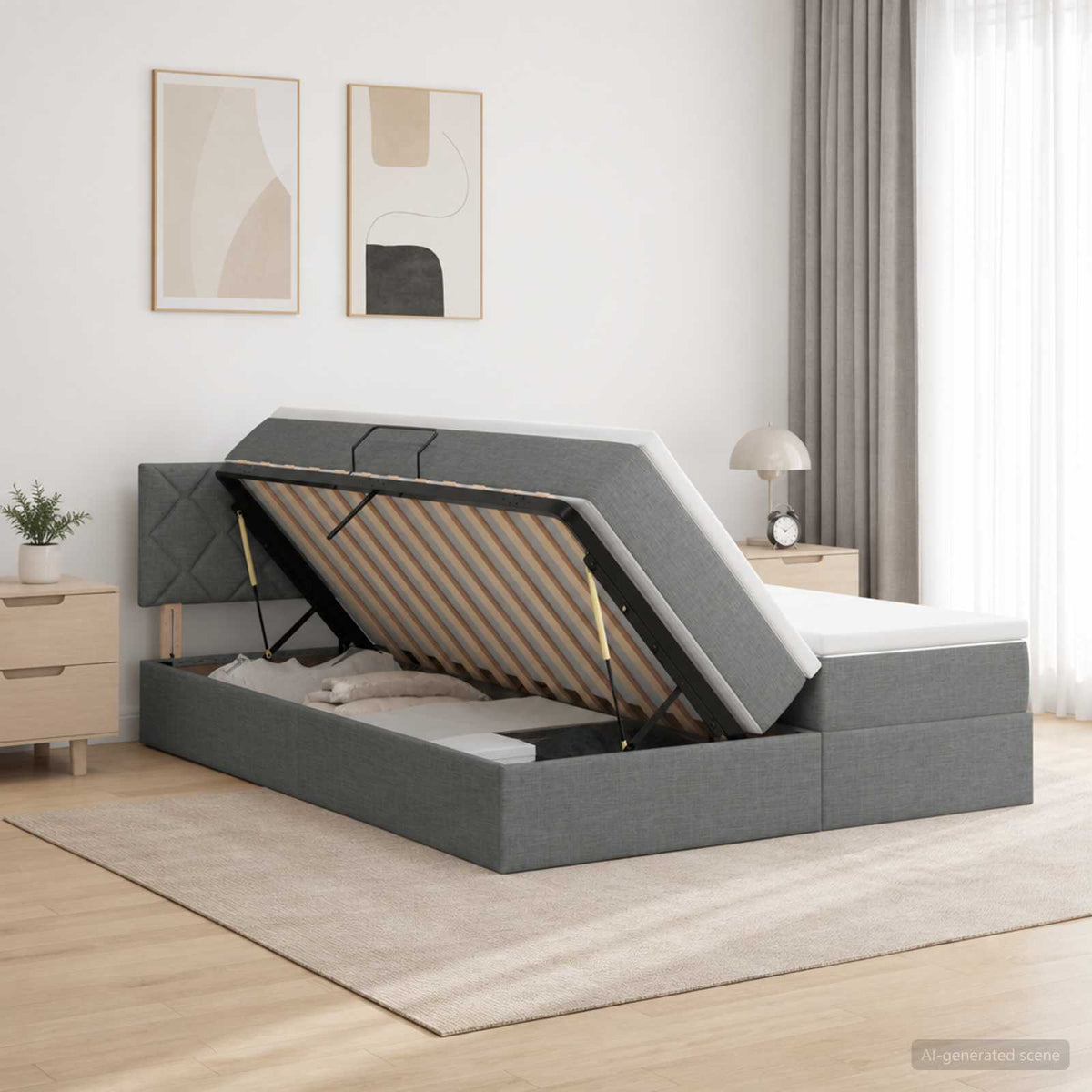 Opslag bed met hoofdeinde 2 st Donkergrijs Nep Leer is nu te koop bij PeponiXL, paradijselijk wonen!