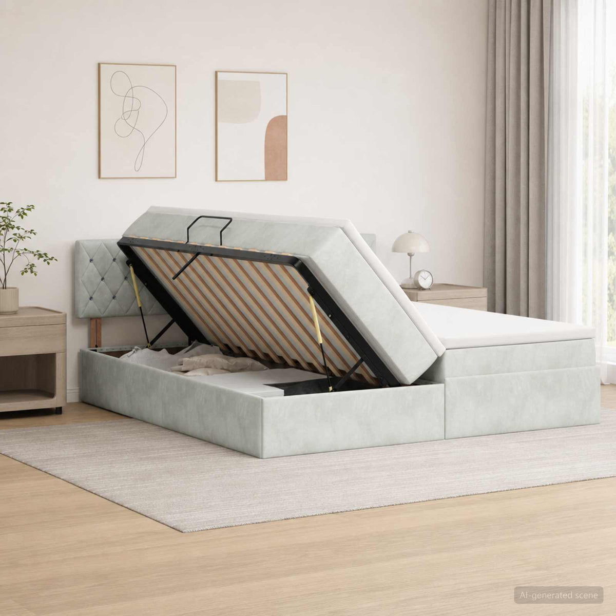 Opslag bed met hoofdeinde 2 st Lichtgrijs is nu te koop bij PeponiXL, paradijselijk wonen!