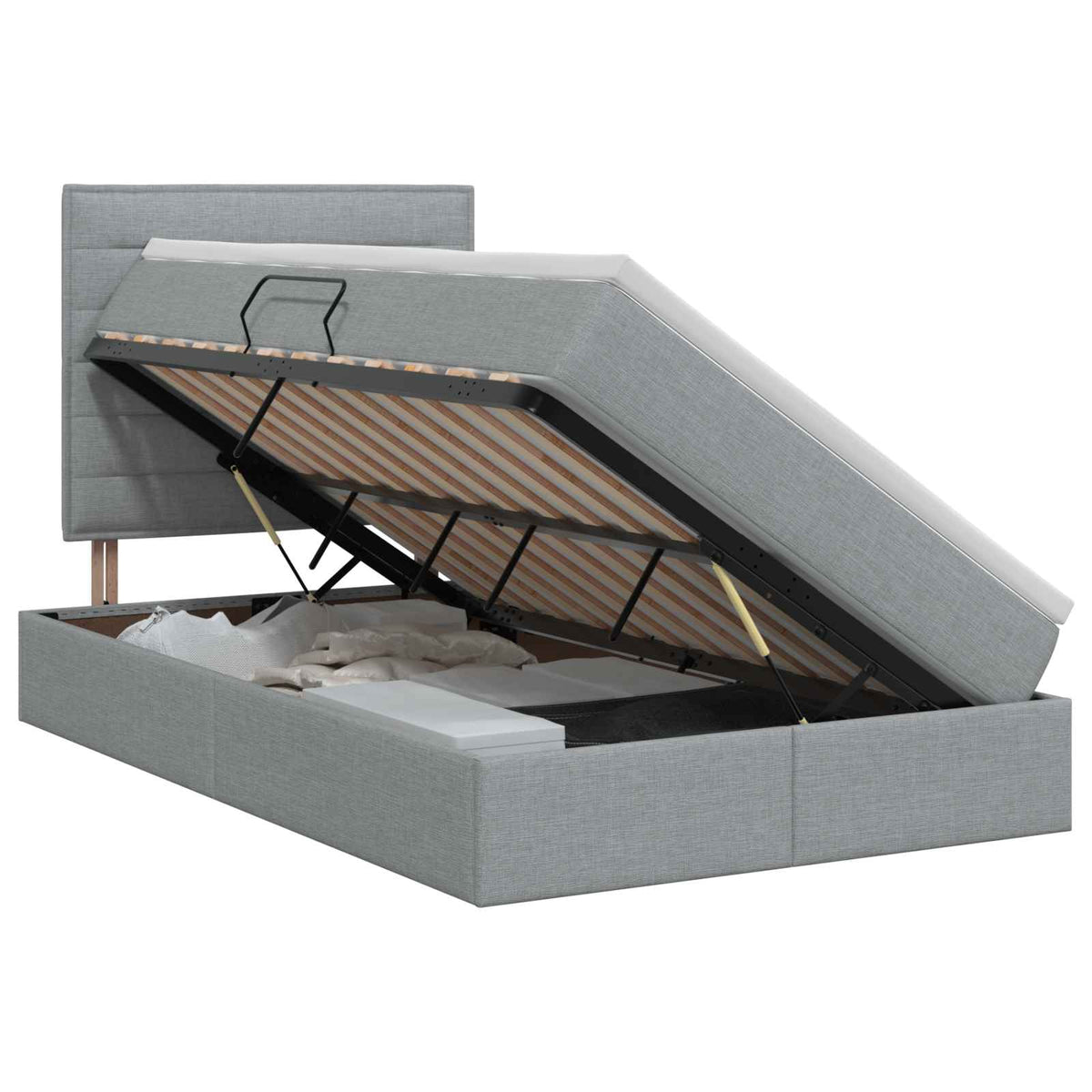 Opslag bed met matras met opslag Lichtgrijs 120 x 200 cm Stof is nu te koop bij PeponiXL, paradijselijk wonen!