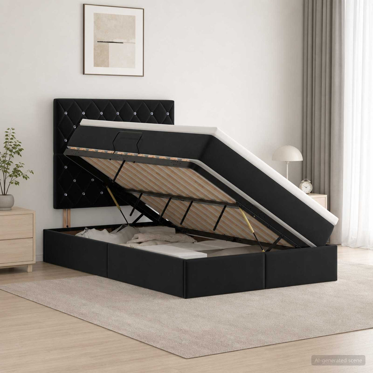 vidaXL Opslag bed met matras met hoofdeinde Zwart 120 x 200 cm Fluweel