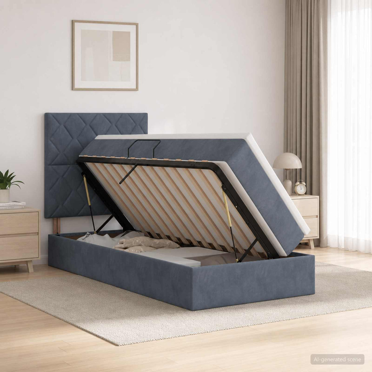 LED Opslagbed met Matras Donkergrijs 100 x 200 cm Fluweel is nu te koop bij PeponiXL, paradijselijk wonen!