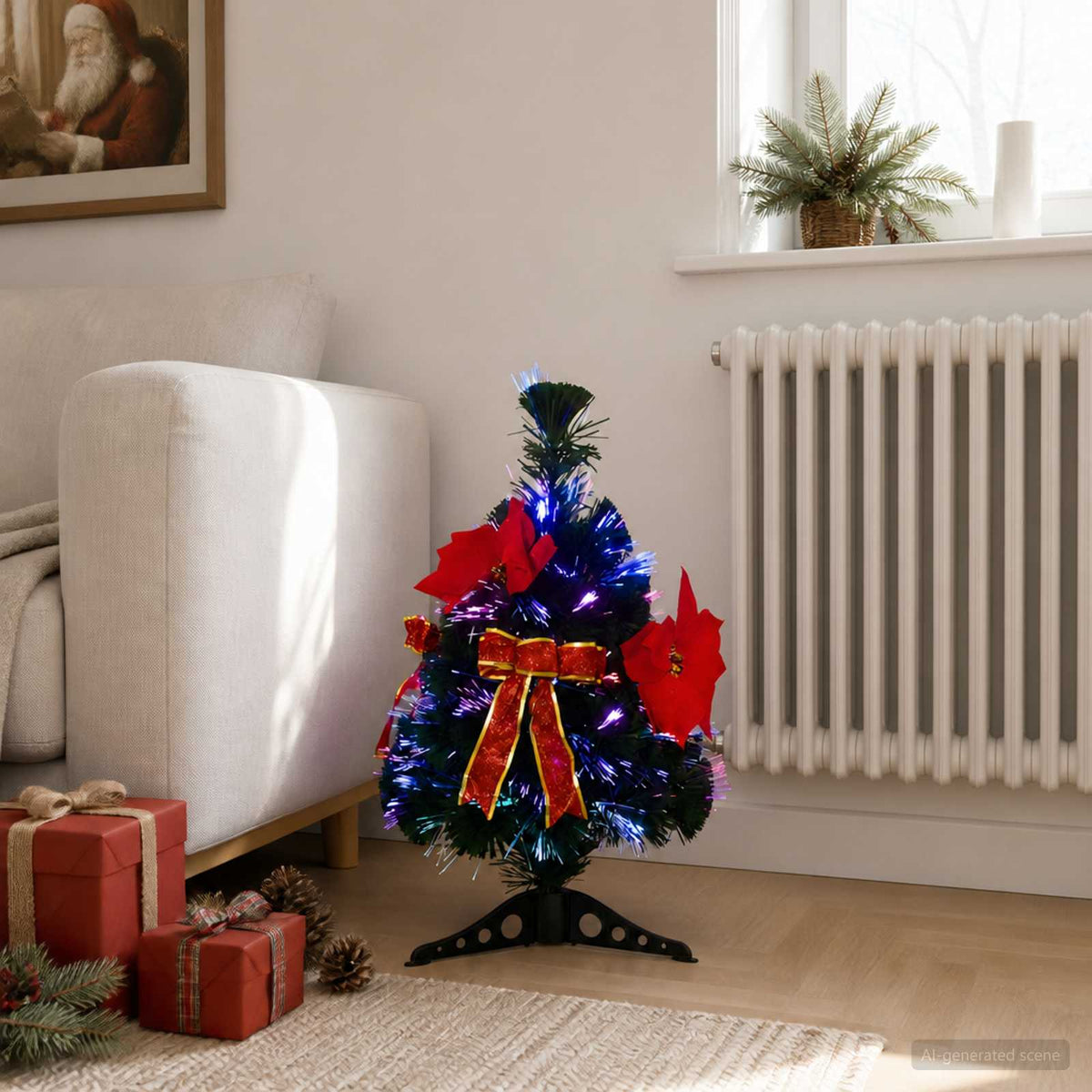 vidaXL Glasvezel kerstboom 64 cm 12 LED's Meerkleurig PVC