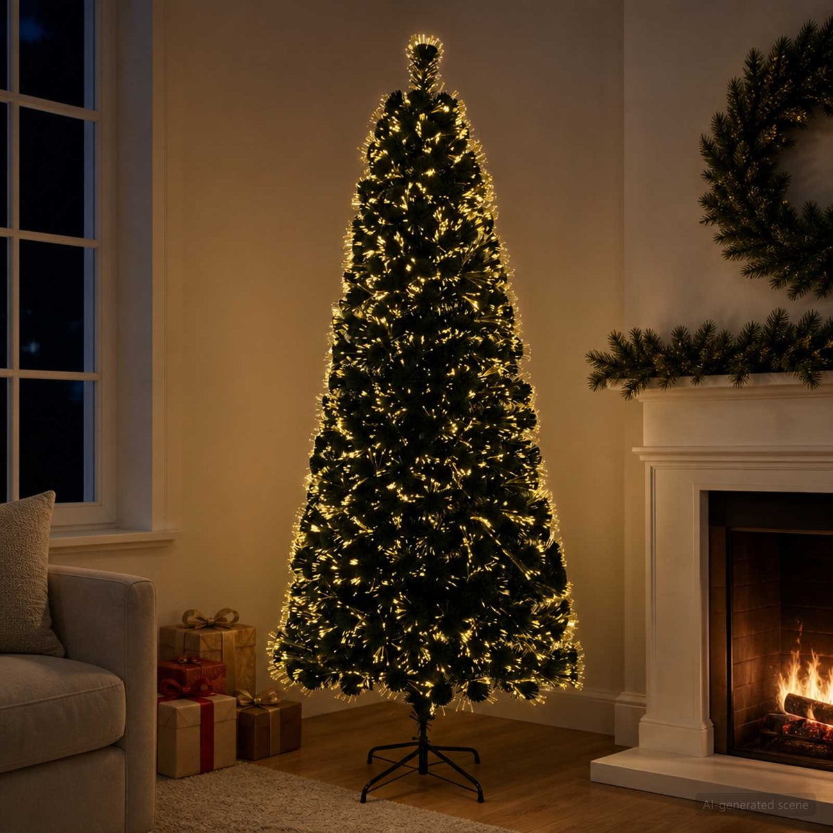 Glasvezel kerstboom 180 cm 24 LED's Warmwit PVC Groen is nu te koop bij PeponiXL, paradijselijk wonen!