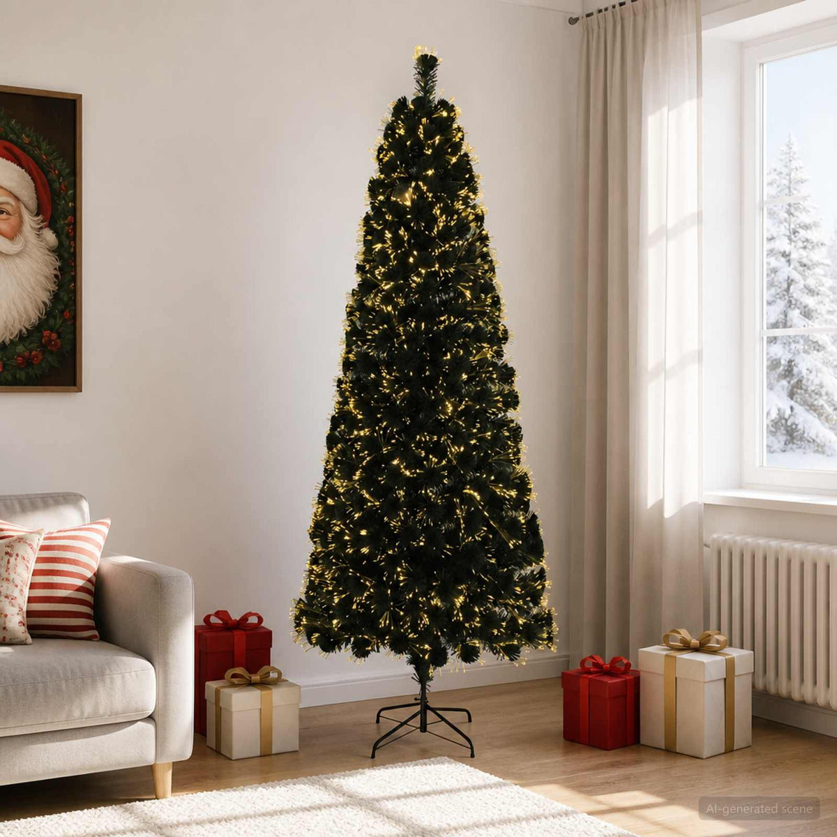 Glasvezel kerstboom 210 cm 24 LED's Warmwit PVC Groen is nu te koop bij PeponiXL, paradijselijk wonen!