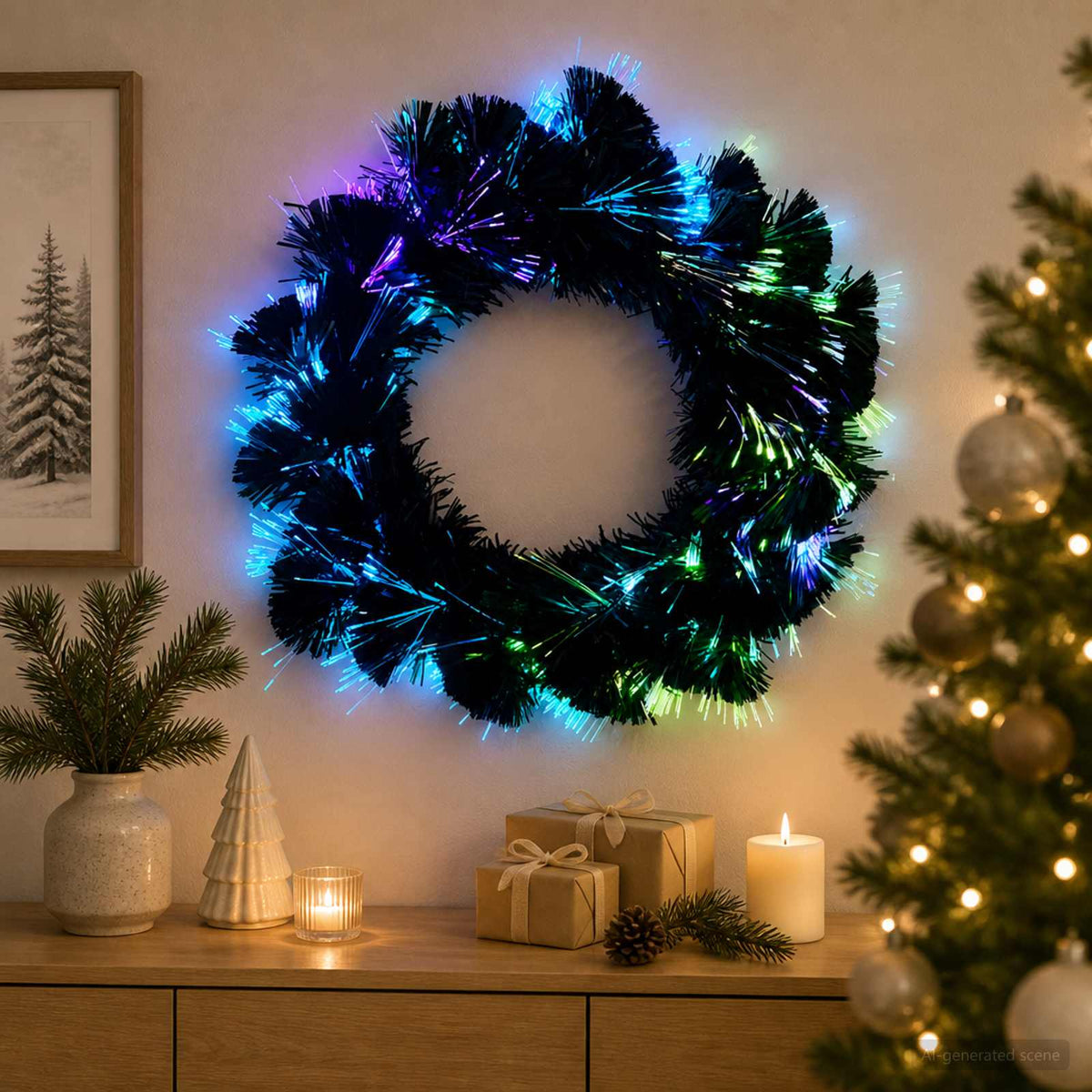 vidaXL Kerstkrans 24 LED's Meerkleurig PVC