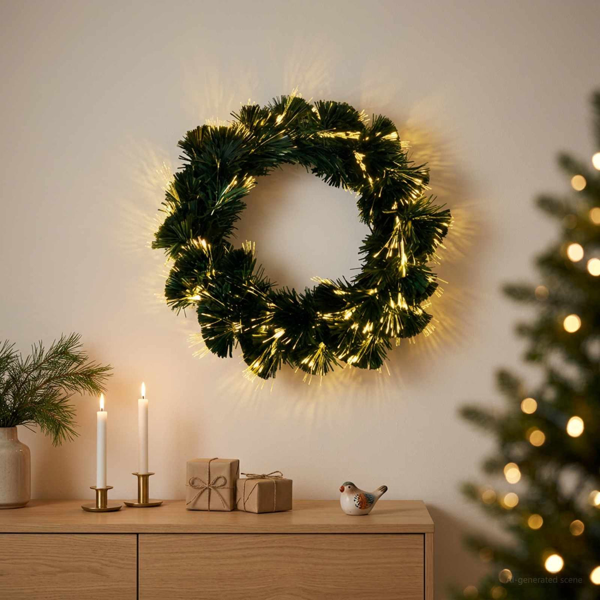 vidaXL Kerstkrans 24 LED's Warmwit PVC