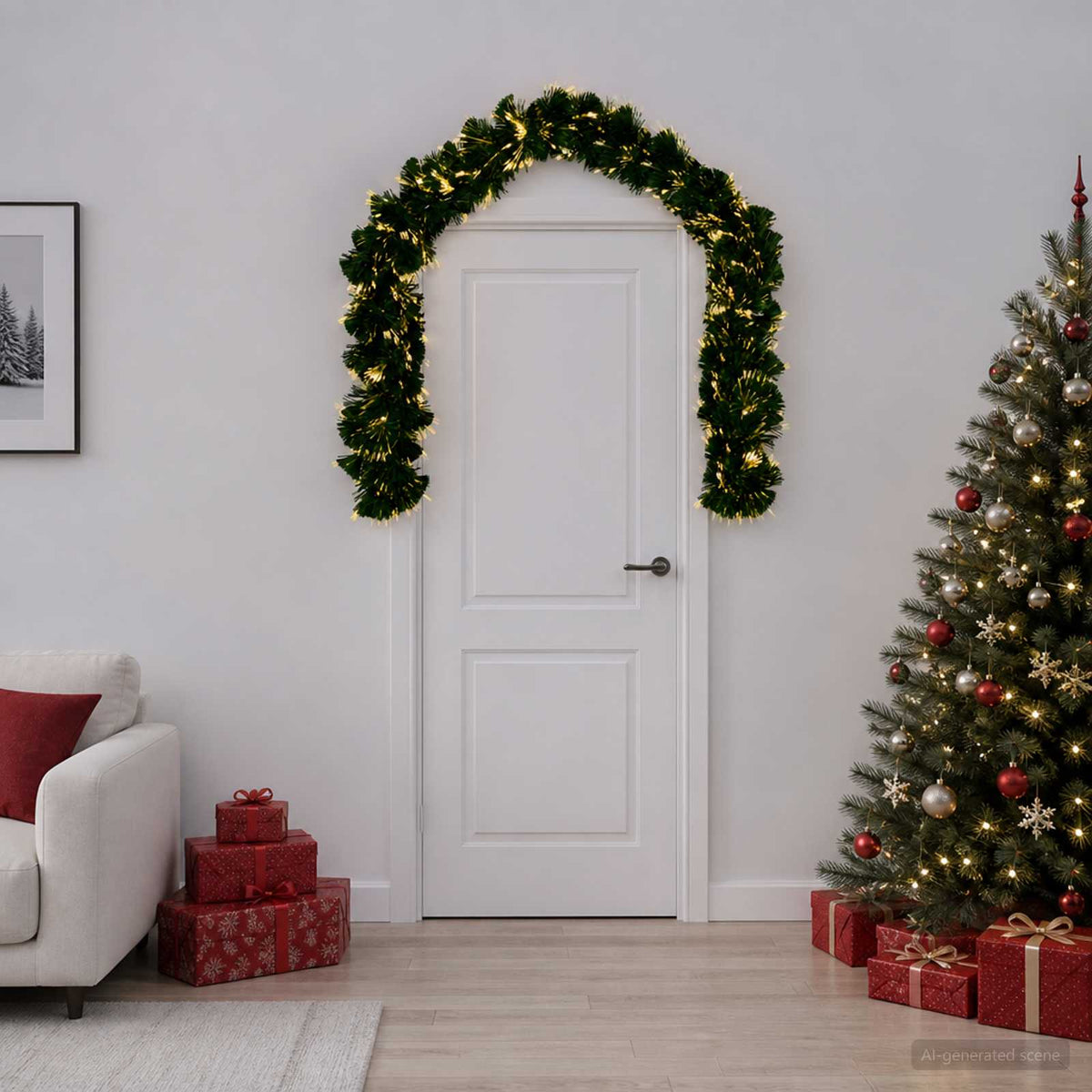 Kerstkrans 48 LED's Warmwit PVC is nu te koop bij PeponiXL, paradijselijk wonen!