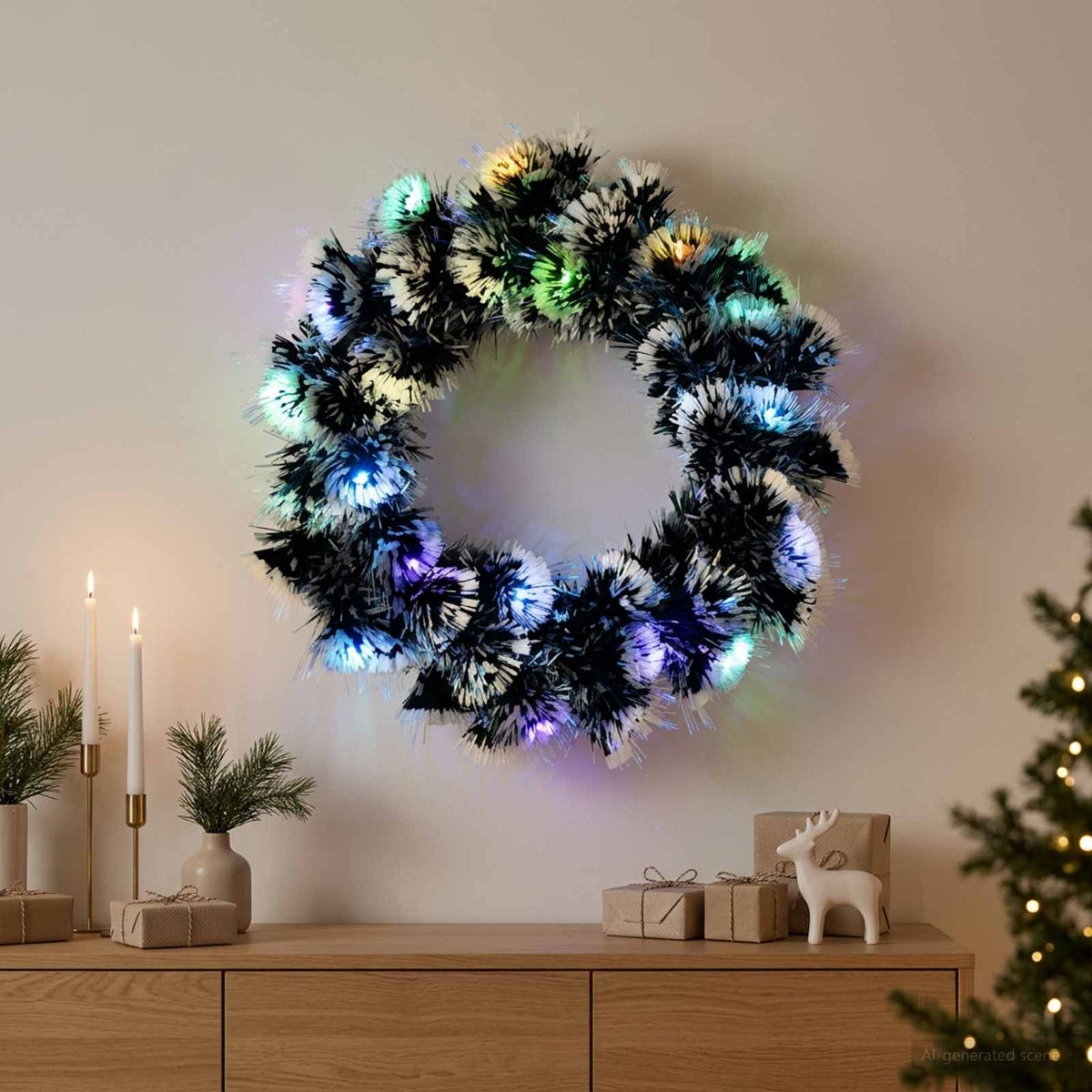Kerstkrans 16 LED's Meerkleurig staal is nu te koop bij PeponiXL, paradijselijk wonen!