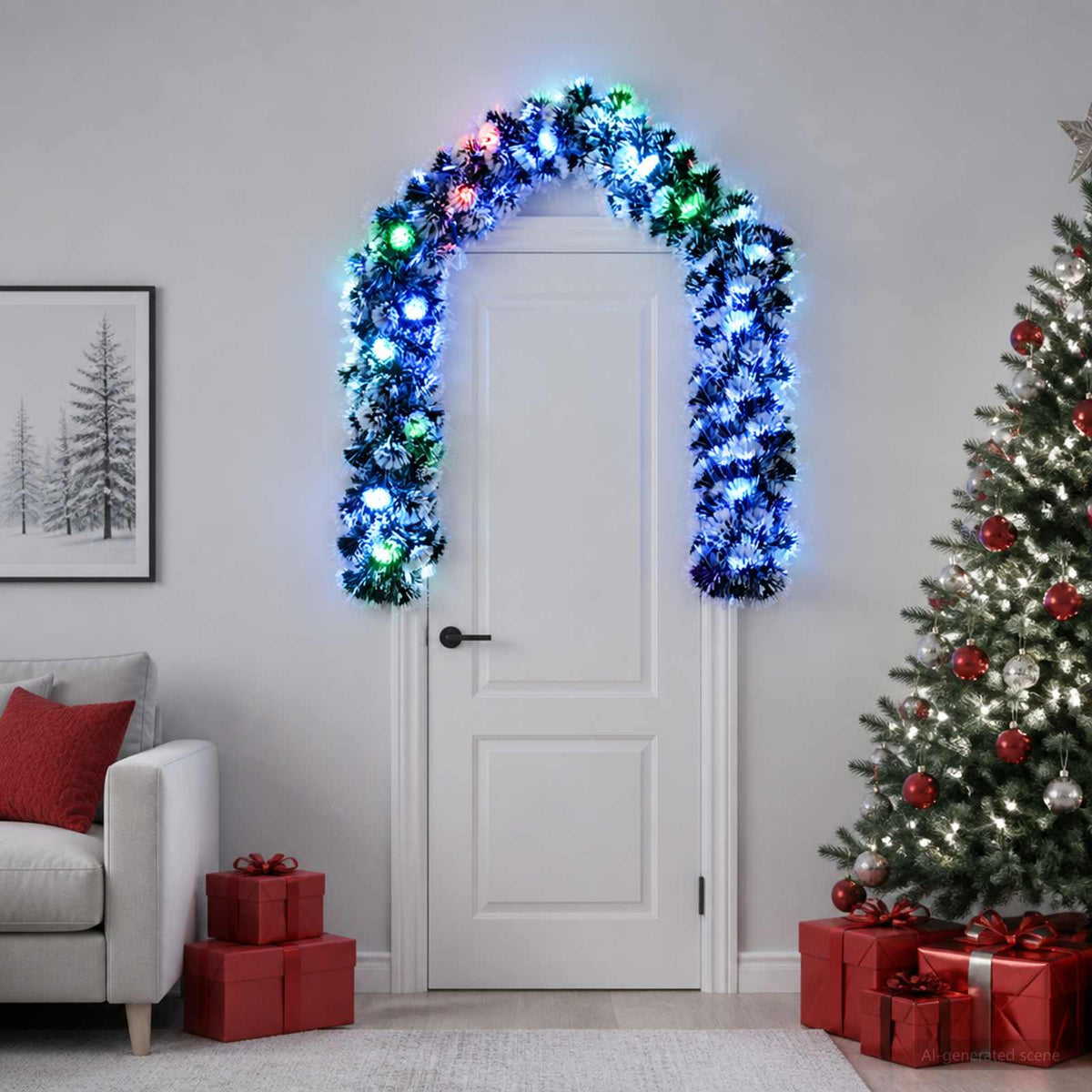 vidaXL Kerstkrans 200 cm 16 LED's Meerkleurig PET